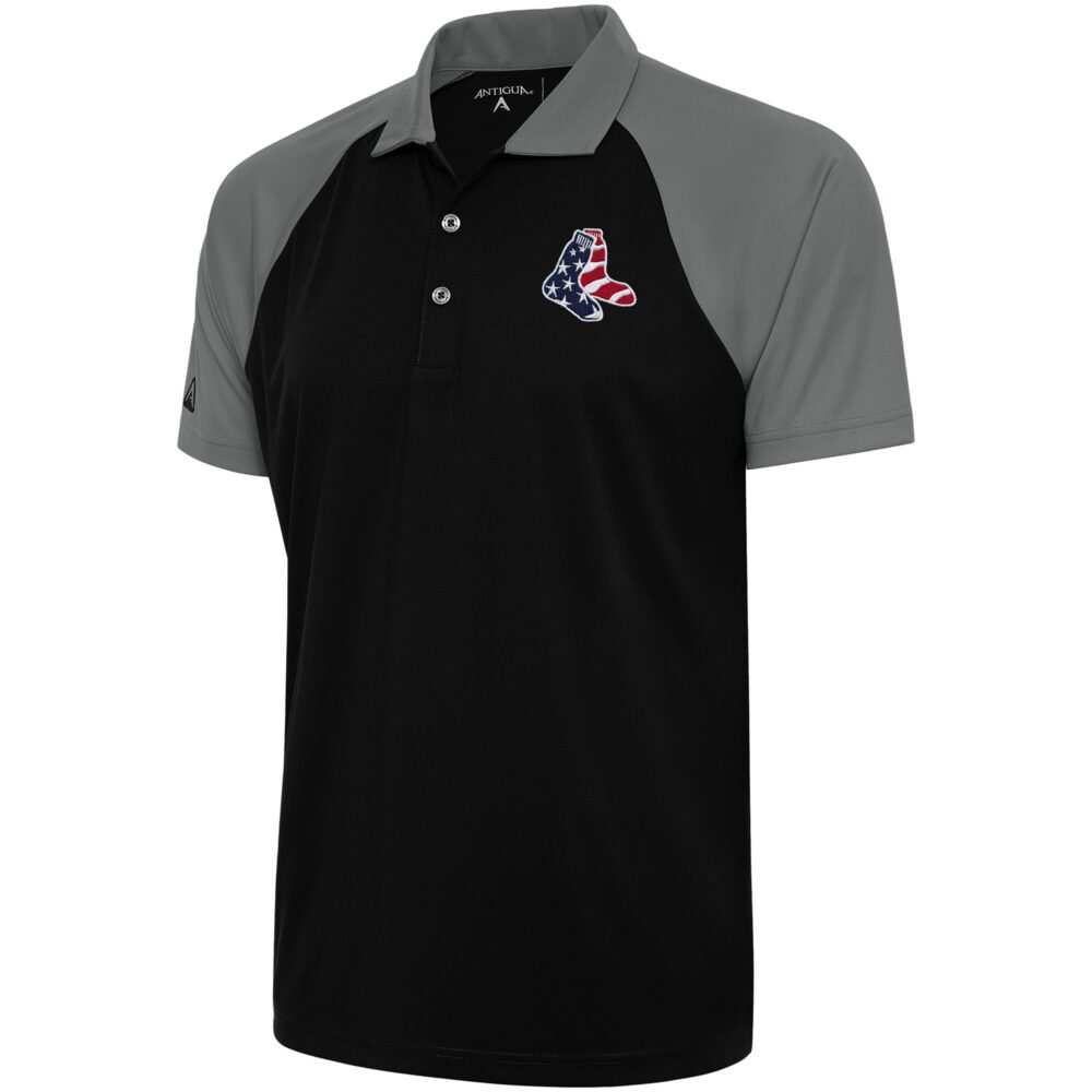 Men's Boston Red Sox  Antigua Black/Steel Patriotic Nova Polo