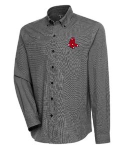 Men's Boston Red Sox  Antigua Black/White Compression Long Sleeve Button-Down Shirt