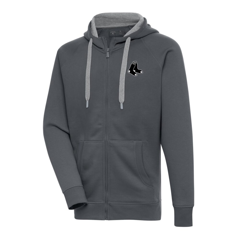 Men's Boston Red Sox Antigua Charcoal Metallic Victory Full-Zip Hoodie