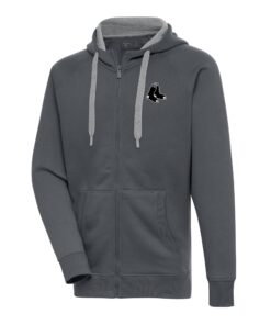 Men's Boston Red Sox Antigua Charcoal Metallic Victory Full-Zip Hoodie