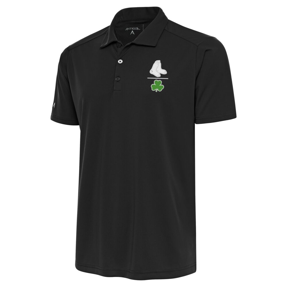 Men's Boston Red Sox  Antigua Charcoal Shamrock Tribute Polo