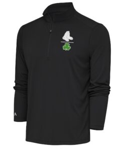 Men's Boston Red Sox  Antigua Charcoal Shamrock Tribute Quarter-Zip Pullover Top