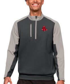 Men's Boston Red Sox Antigua Charcoal Team Quarter-Zip Pullover Top