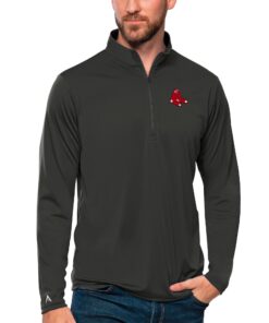 Men's Boston Red Sox Antigua Charcoal Tribute Quarter-Zip Pullover Top