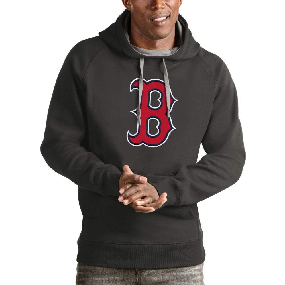 Men's Boston Red Sox Antigua Charcoal Victory Pullover Team Logo Hoodie