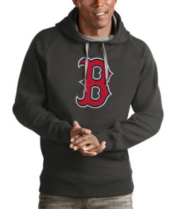 Men's Boston Red Sox Antigua Charcoal Victory Pullover Team Logo Hoodie