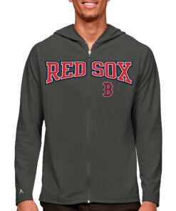 Men's Boston Red Sox Antigua Charcoal Wordmark Legacy Full-Zip Hoodie