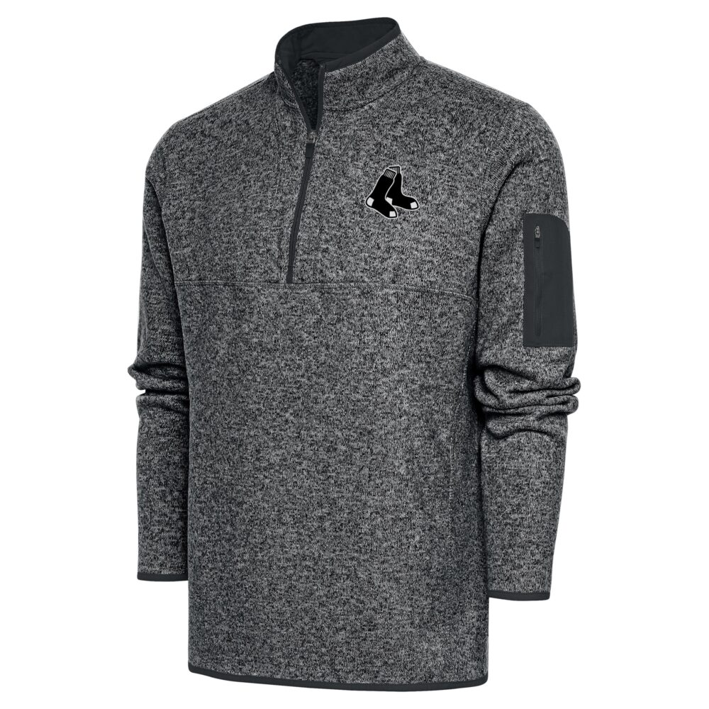 Men's Boston Red Sox Antigua Graphite Metallic Big & Tall Quarter-Zip Jacket