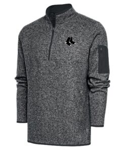Men's Boston Red Sox Antigua Graphite Metallic Big & Tall Quarter-Zip Jacket