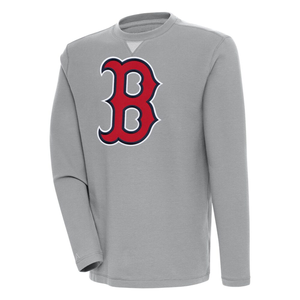 Men's Boston Red Sox  Antigua Gray Flier Bunker Pullover Sweatshirt