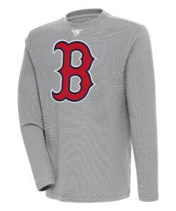 Men's Boston Red Sox  Antigua Gray Flier Bunker Pullover Sweatshirt