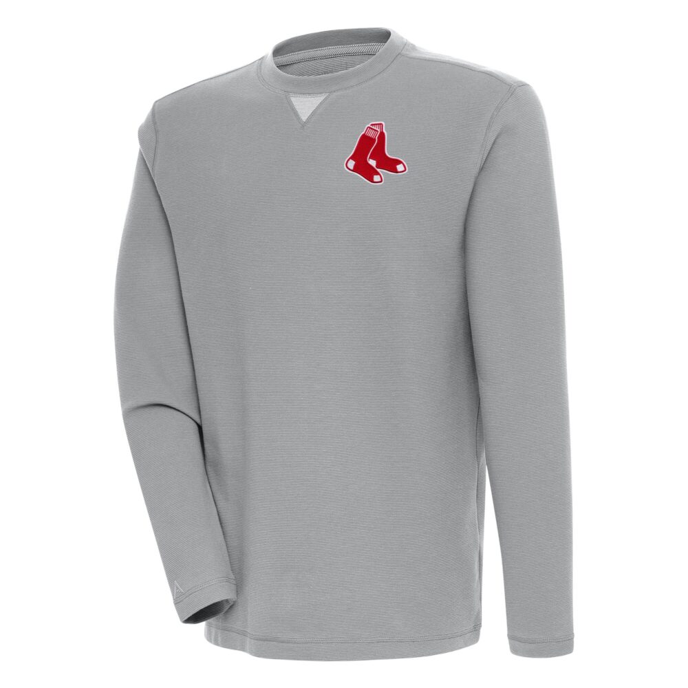Men's Boston Red Sox  Antigua Gray Flier Bunker Pullover Sweatshirt