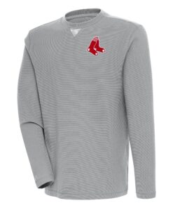 Men's Boston Red Sox  Antigua Gray Flier Bunker Pullover Sweatshirt