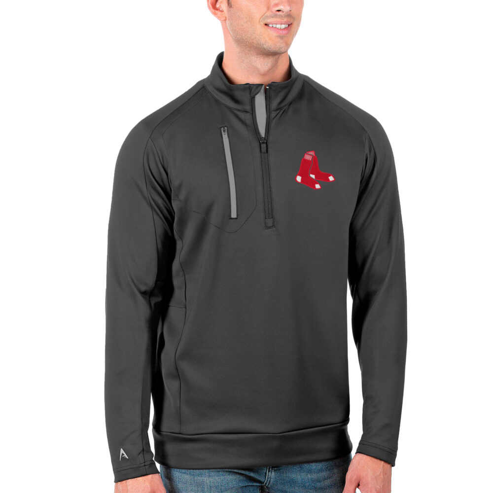 Men's Boston Red Sox Antigua Gray Generation Quarter-Zip Pullover Jacket