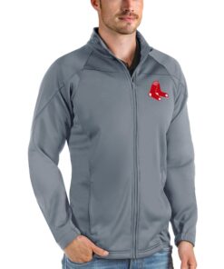 Men's Boston Red Sox Antigua Gray Links Full-Zip Golf Jacket