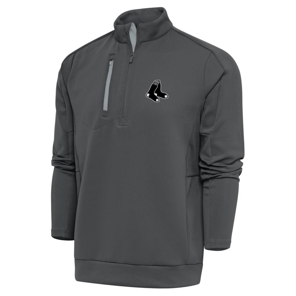 Men's Boston Red Sox Antigua Gray Metallic Generation Quarter-Zip Pullover Top
