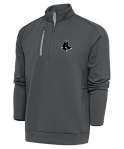Men's Boston Red Sox Antigua Gray Metallic Generation Quarter-Zip Pullover Top