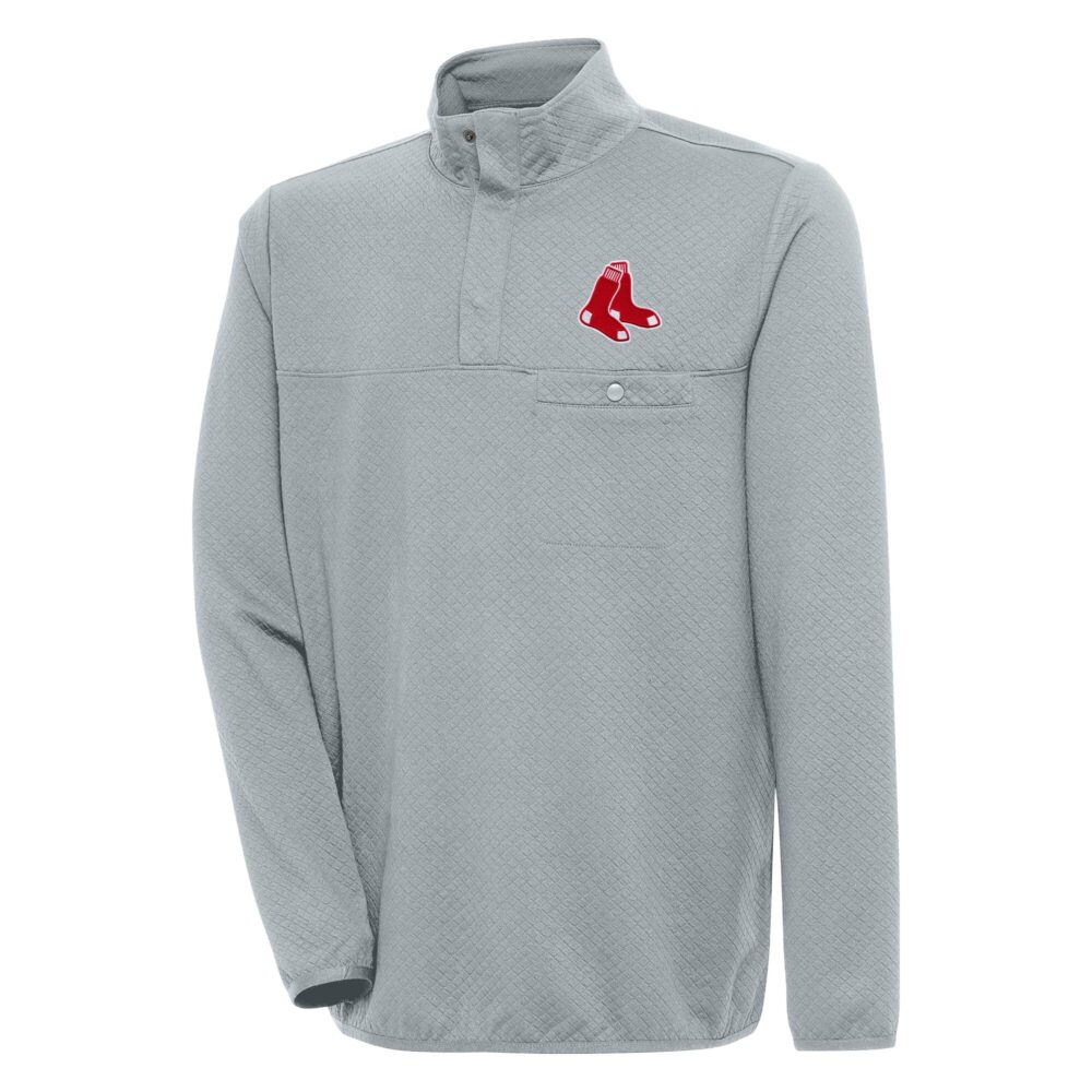 Men's Boston Red Sox  Antigua Gray Steamer Quarter-Snap Pullover Jacket
