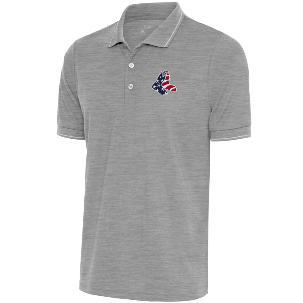 Men's Boston Red Sox  Antigua Gray/White Patriotic Affluent Polo