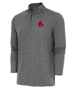 Men's Boston Red Sox  Antigua Heather Black Hunk Quarter-Zip Pullover Top