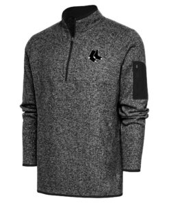 Men's Boston Red Sox Antigua Heather Black Metallic Big & Tall Quarter-Zip Jacket