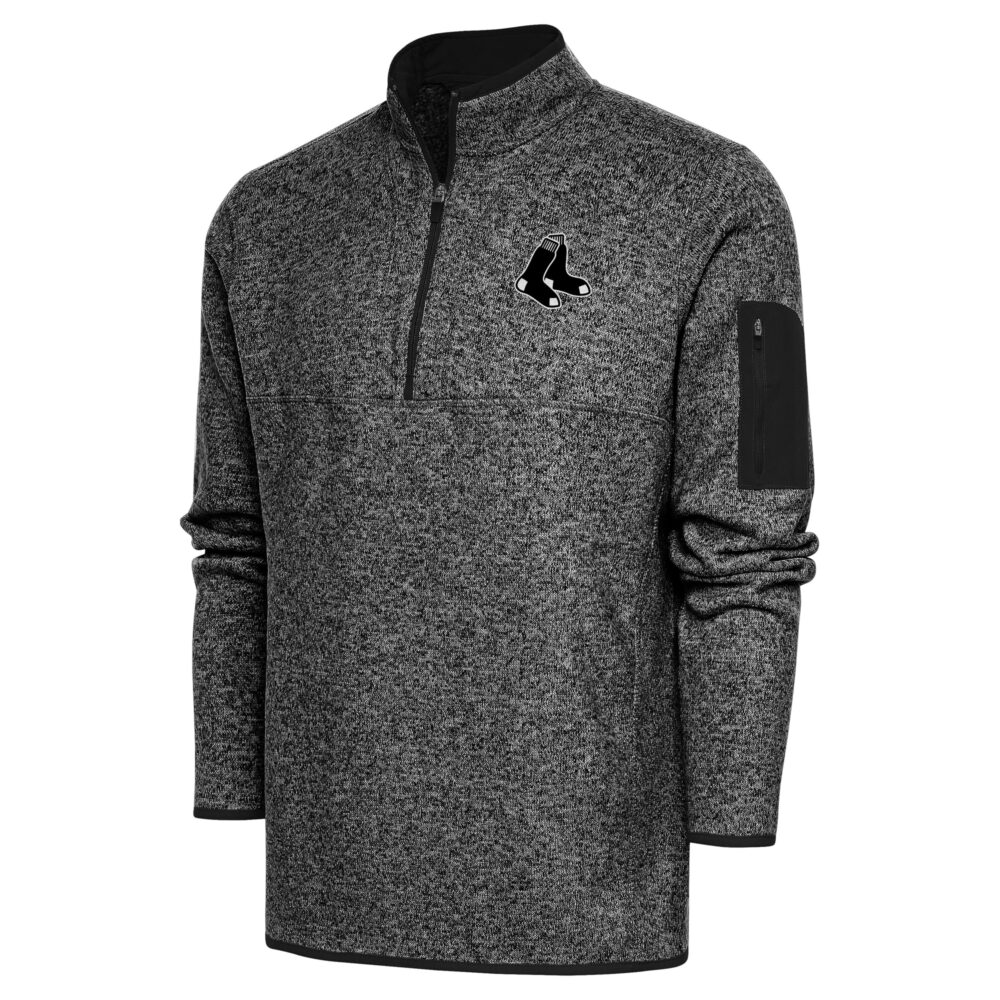 Men's Boston Red Sox Antigua Heather Black Metallic Big & Tall Quarter-Zip Jacket