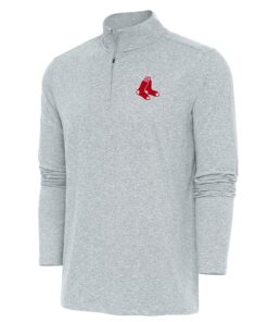 Men's Boston Red Sox  Antigua Heather Gray Hunk Quarter-Zip Pullover Top