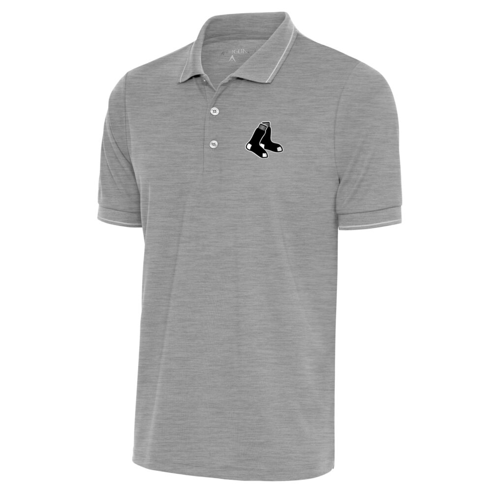 Men's Boston Red Sox Antigua Heather Gray Metallic Affluent Polo
