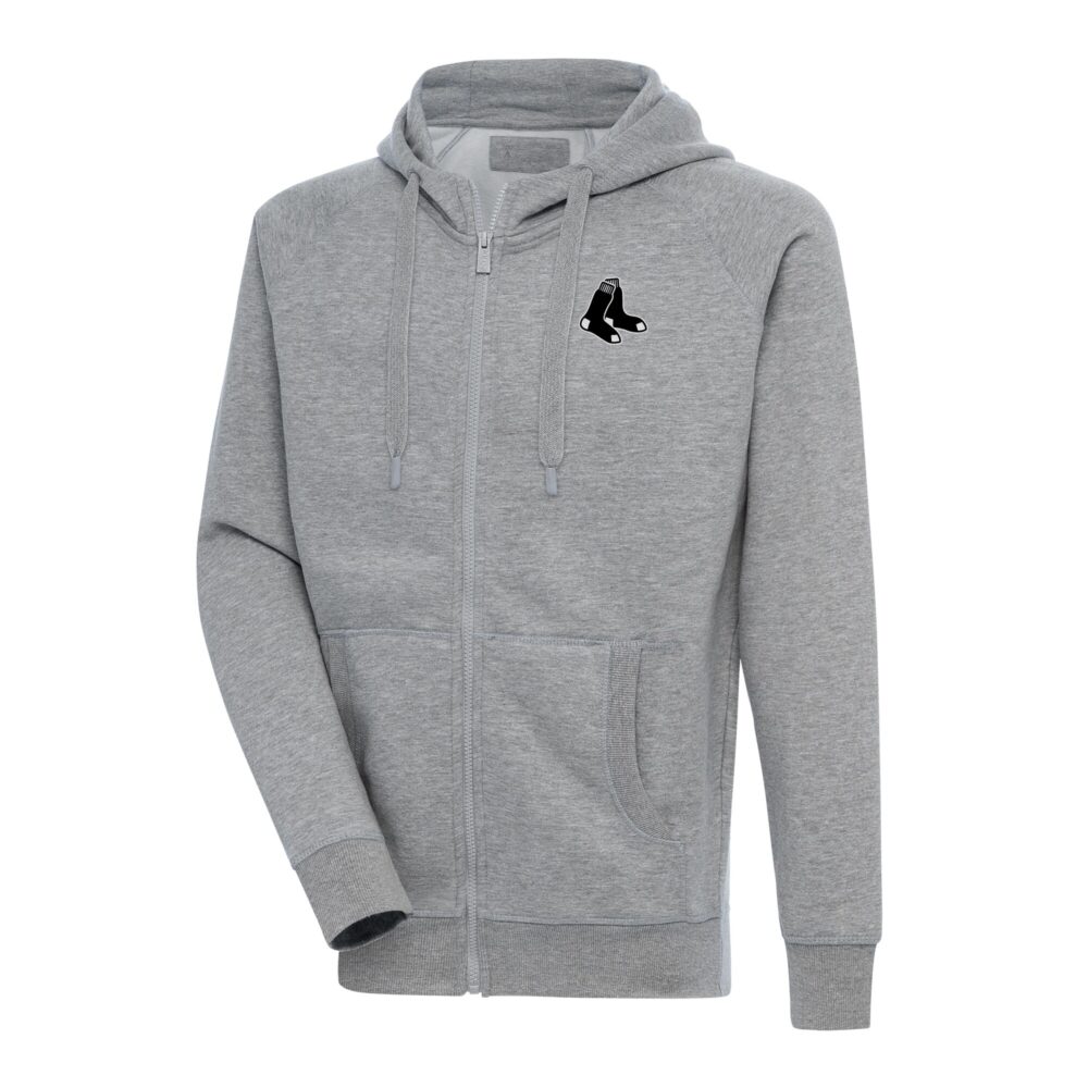 Men's Boston Red Sox Antigua Heather Gray Metallic Victory Full-Zip Hoodie