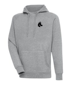Men's Boston Red Sox Antigua Heather Gray Metallic Victory Pullover Hoodie