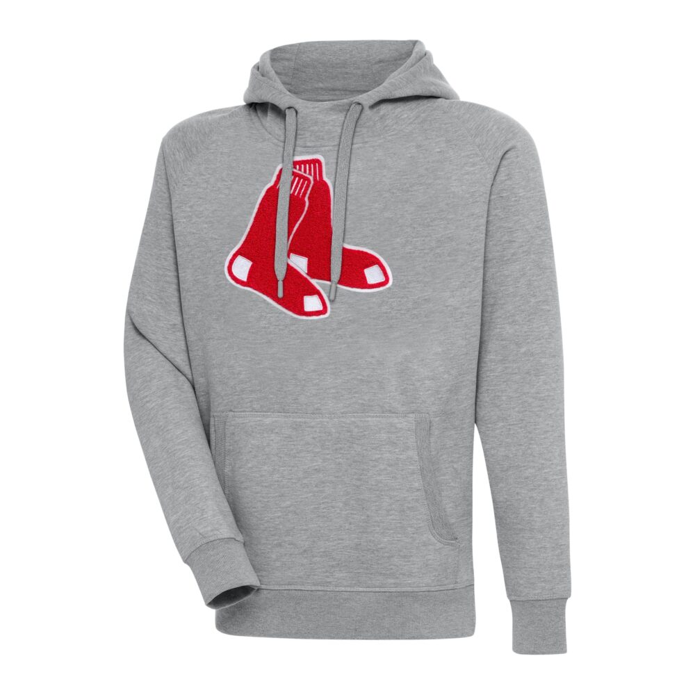 Men's Boston Red Sox  Antigua Heather Gray Victory Chenille Pullover Hoodie