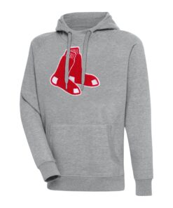 Men's Boston Red Sox  Antigua Heather Gray Victory Chenille Pullover Hoodie