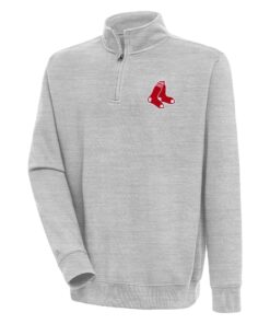 Men's Boston Red Sox  Antigua Heather Gray Victory Quarter-Zip Pullover Top