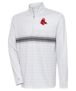 Men's Boston Red Sox Antigua Heather Gray/Black Bullseye Quarter-Zip Pullover Top