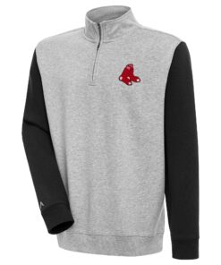 Men's Boston Red Sox  Antigua Heather Gray/Black Men's Victory CB 1/4 Zip Mock Pullover holiday