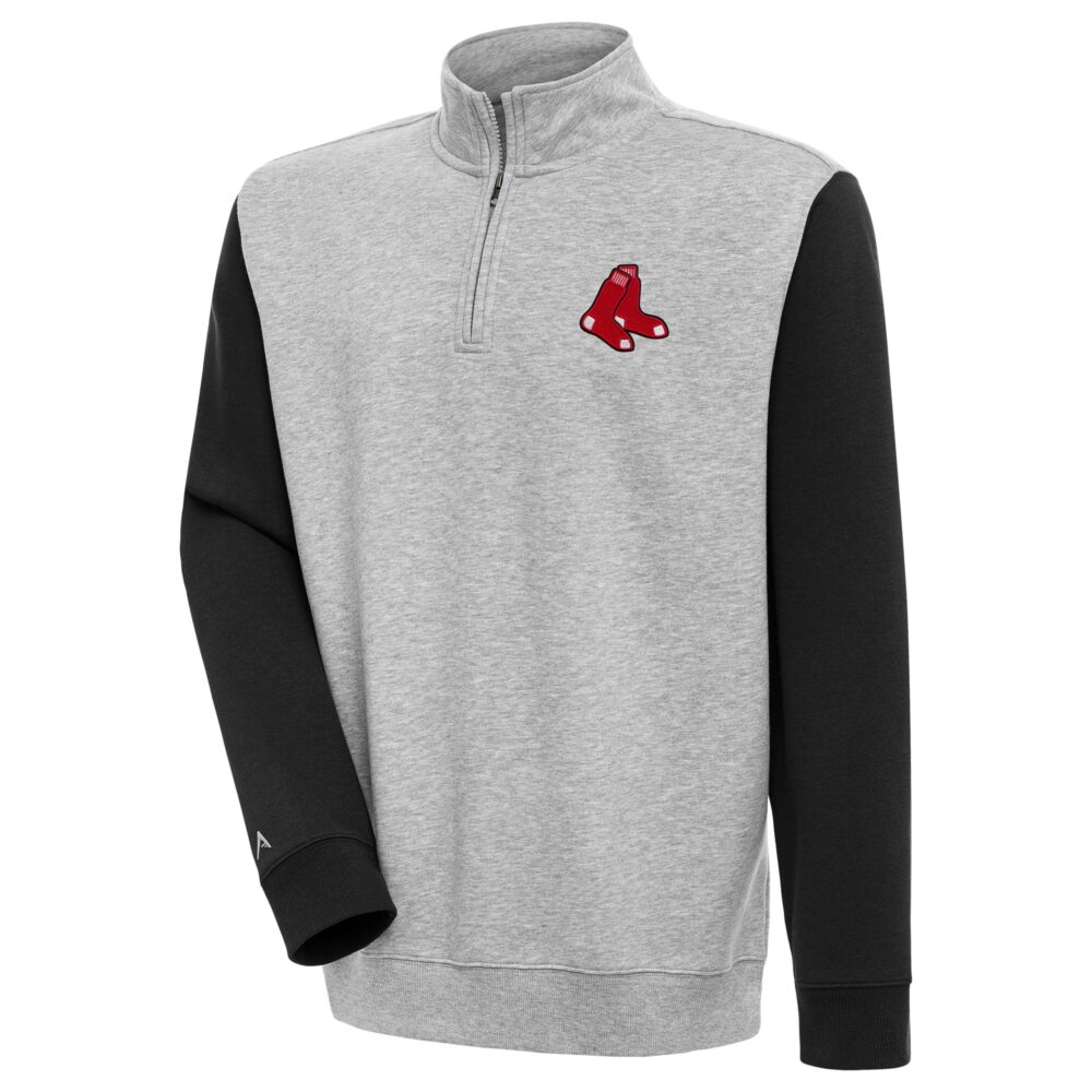Men's Boston Red Sox  Antigua Heather Gray/Black Men's Victory CB 1/4 Zip Mock Pullover holiday