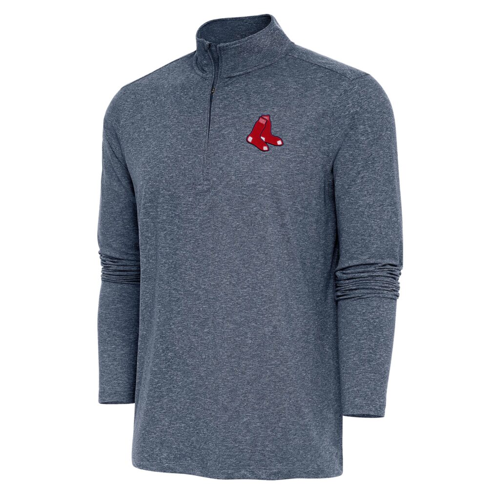 Men's Boston Red Sox  Antigua Heather Navy Hunk Quarter-Zip Pullover Top