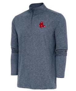 Men's Boston Red Sox  Antigua Heather Navy Hunk Quarter-Zip Pullover Top