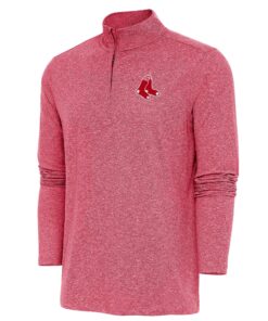 Men's Boston Red Sox  Antigua Heather Red Hunk Quarter-Zip Pullover Top