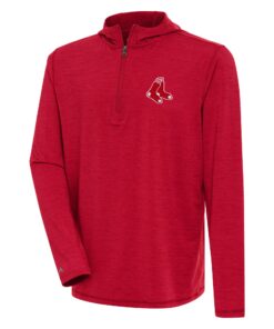 Men's Boston Red Sox  Antigua Heather Red Tidy Quarter-Zip Hoodie