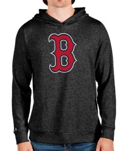 Men's Boston Red Sox Antigua Heathered Black Team Logo Absolute Pullover Hoodie