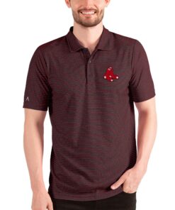 Men's Boston Red Sox Antigua Heathered Black/Red Esteem Polo