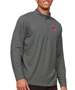 Men's Boston Red Sox Antigua Heathered Charcoal Epic Quarter-Zip Pullover Top