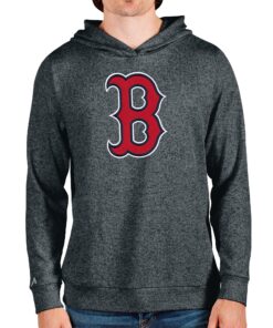 Men's Boston Red Sox Antigua Heathered Charcoal Team Logo Absolute Pullover Hoodie