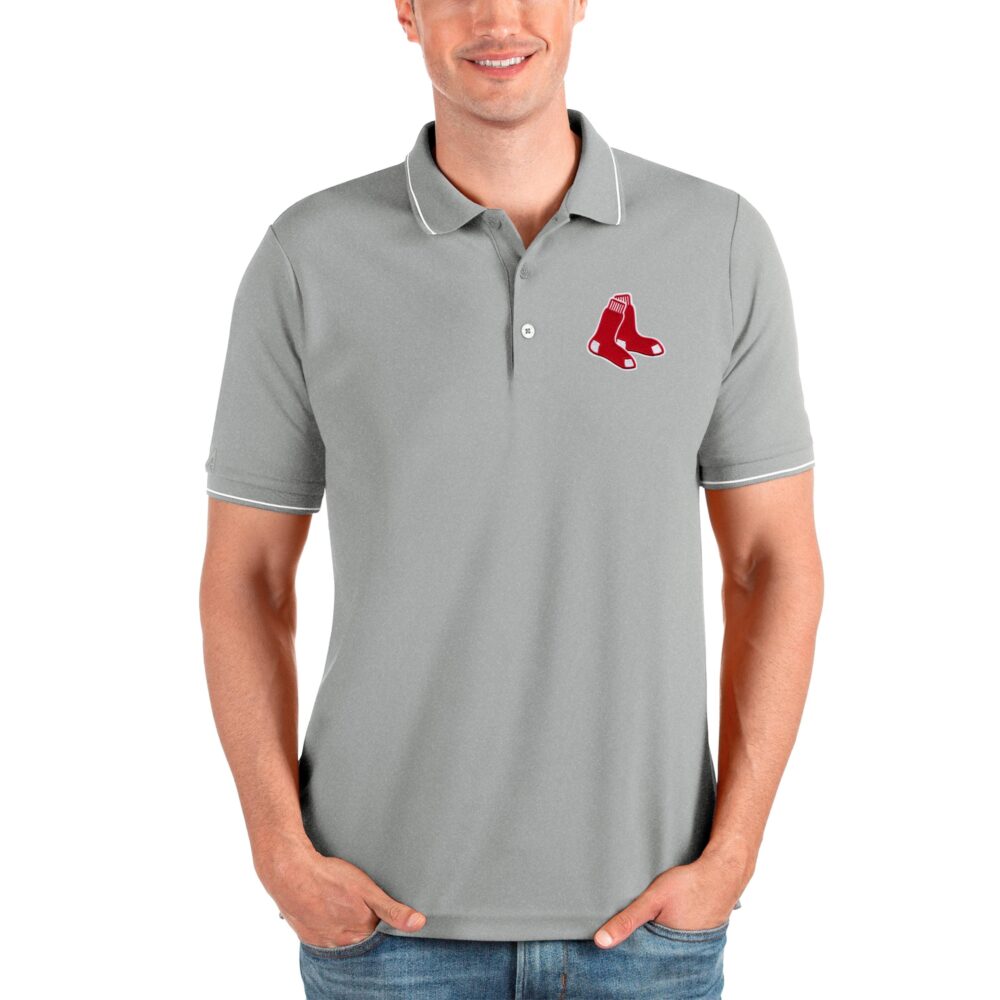 Men's Boston Red Sox Antigua Heathered Gray Affluent Polo
