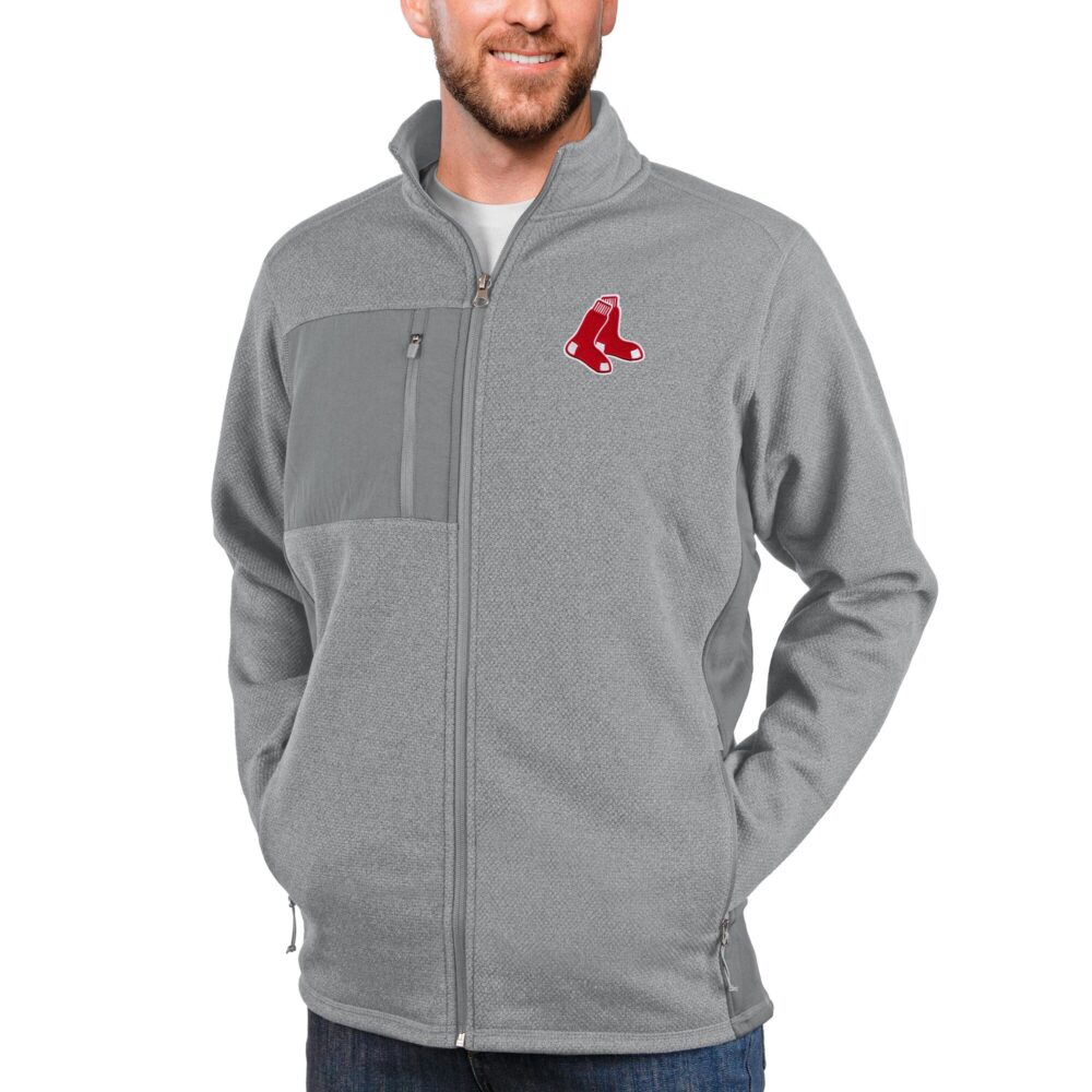 Men's Boston Red Sox Antigua Heathered Gray Course Full-Zip Jacket