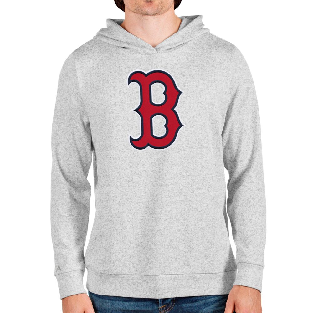 Men's Boston Red Sox Antigua Heathered Gray Team Logo Absolute Pullover Hoodie