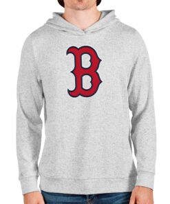 Men's Boston Red Sox Antigua Heathered Gray Team Logo Absolute Pullover Hoodie