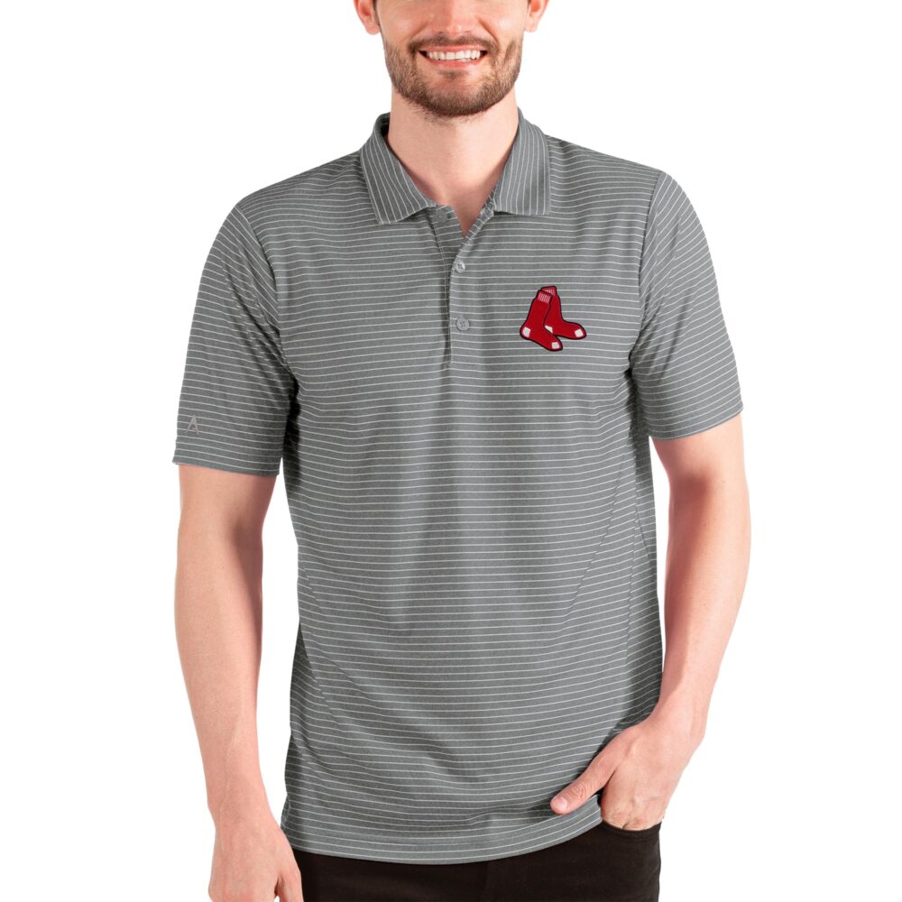 Men's Boston Red Sox Antigua Heathered Gray/White Esteem Polo
