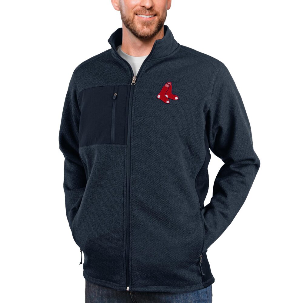 Men's Boston Red Sox Antigua Heathered Navy Course Full-Zip Jacket